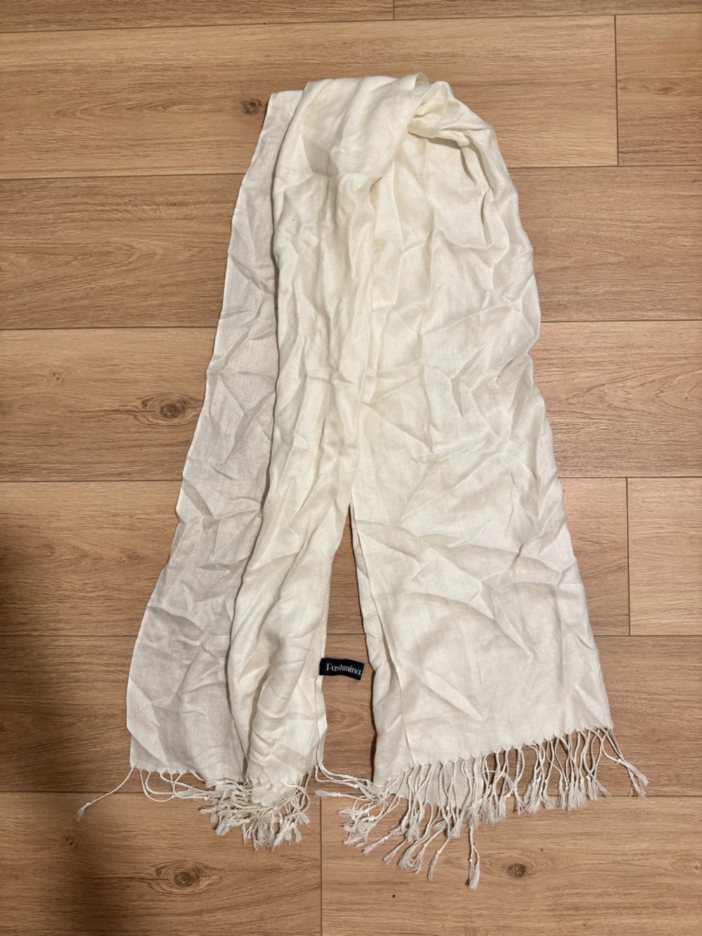 pashmina Cream Textured Wrap Scarf